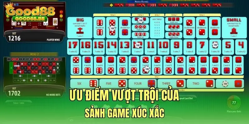 Ưu điểm vượt trội của sảnh game xúc xắc